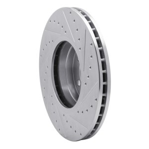 Land Rover Range Rover Brake Rotor (1) - Front Left - R1 Concepts - Drilled & Slotted - Silver - `03-`05